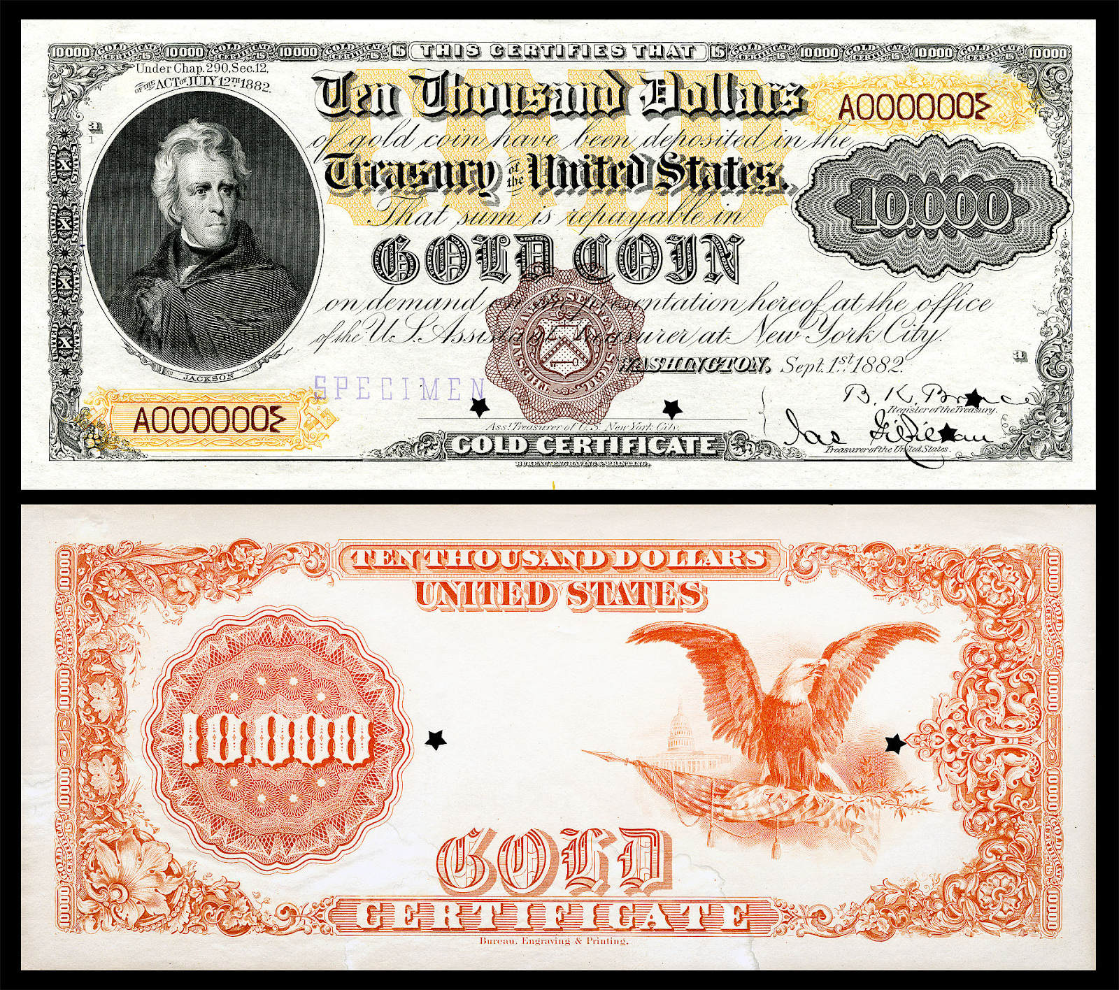 (tiền giấy được chính phủ Mỹ phát hành có chứng chỉ vàng. Tổng thống Nixon bãi bỏ liên kết bản vị vàng với USD vào năm 1971 - nguồn wikipedia)